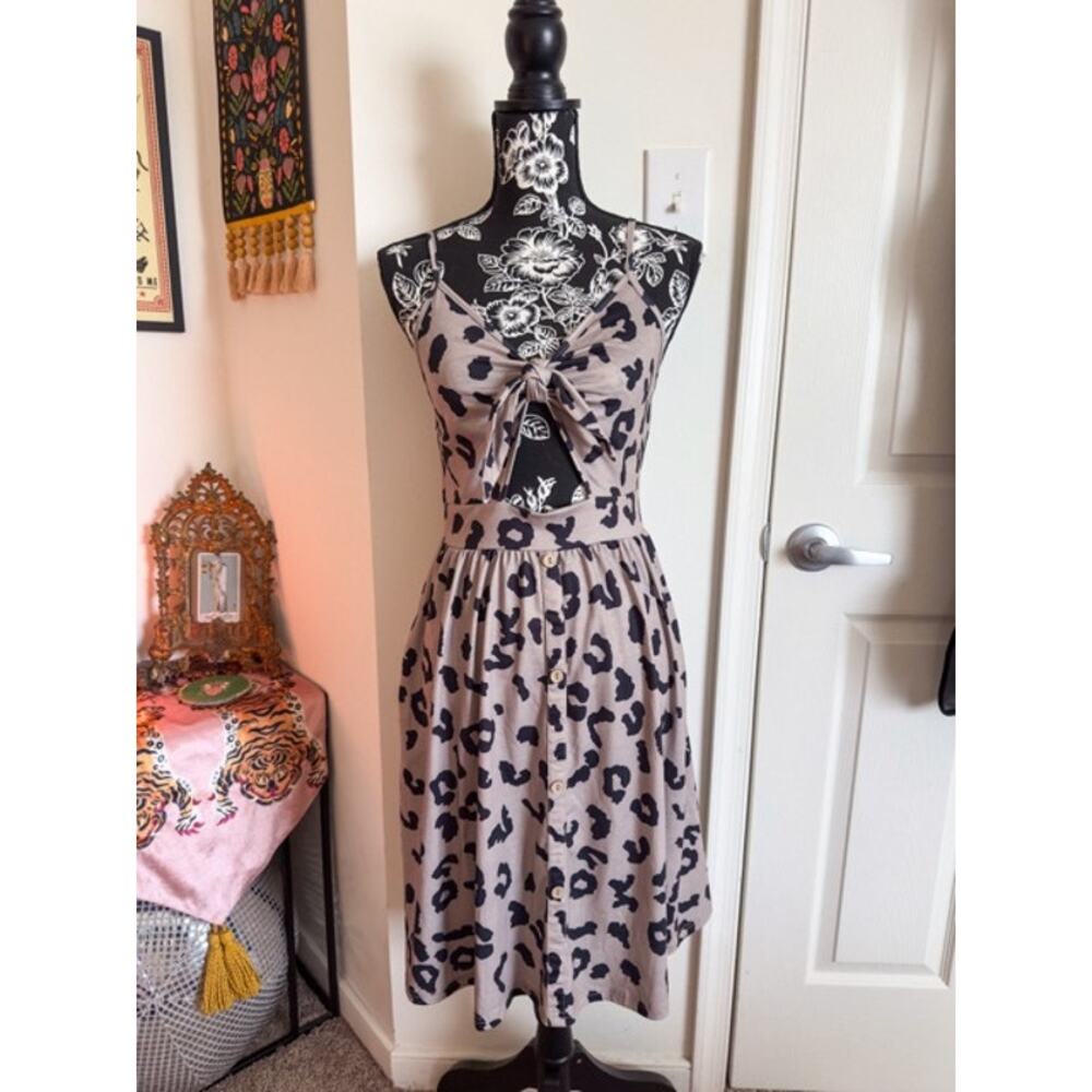 EUC Leopard Print Cutout Sundress Women's Size SM